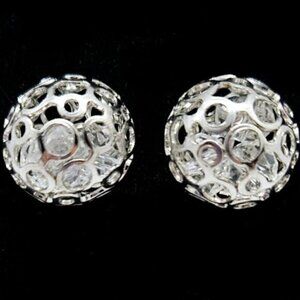 Silver Plated Tribal Open Sphere Studded Earrings with a Postback